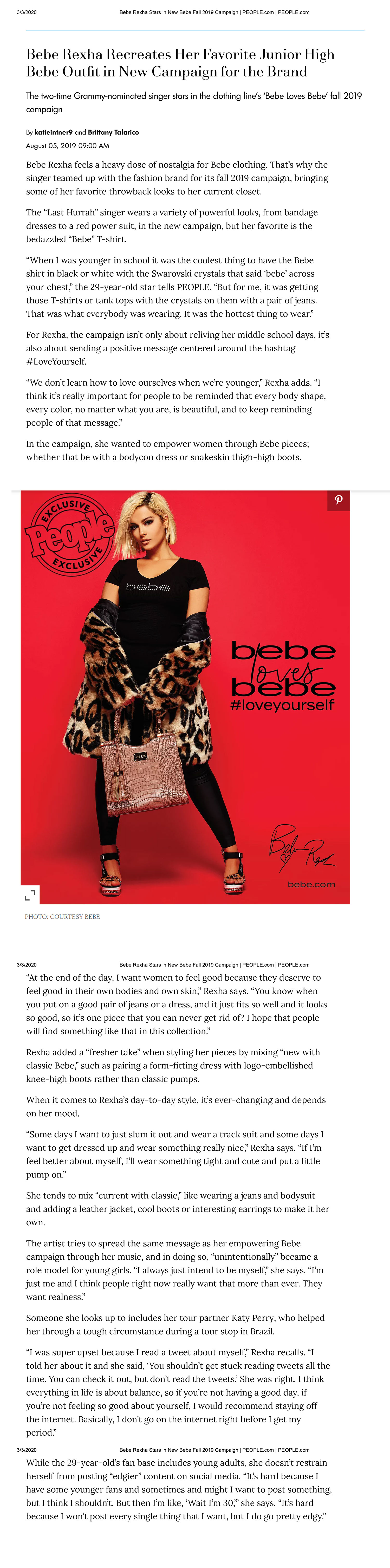 People - Bebe Rexha X Bebe Campaign